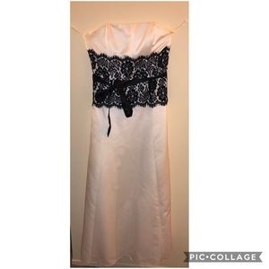 White prom dress with black lace